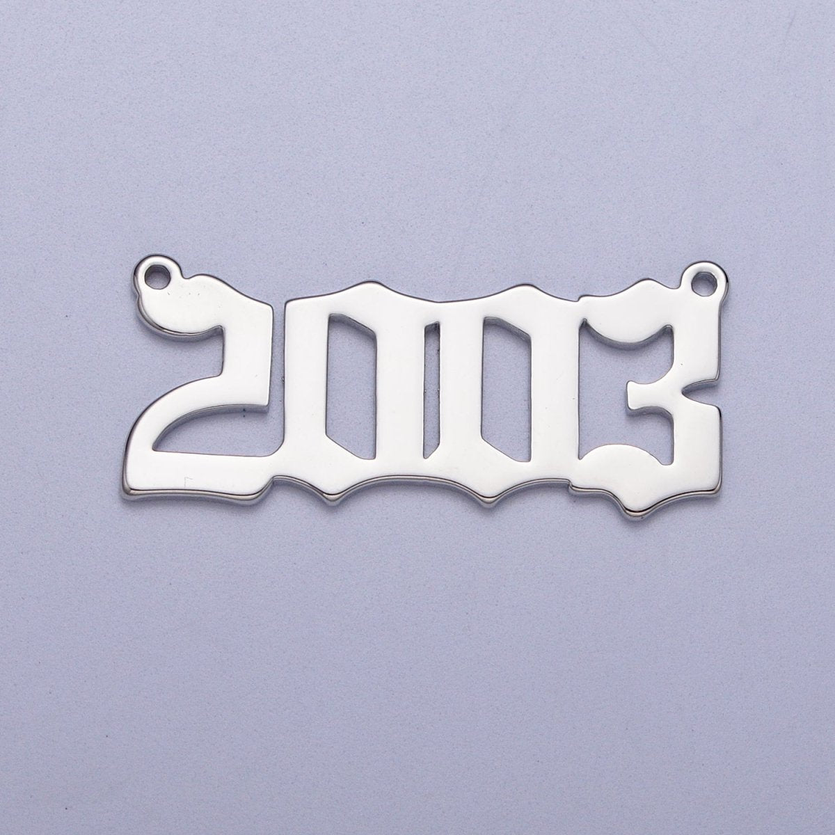 Silver Old English Year Charm Connector Birth Year Number Birthday Year Number Necklace for Personalized Jewelry | Y-678 ~ Y-689 - DLUXCA