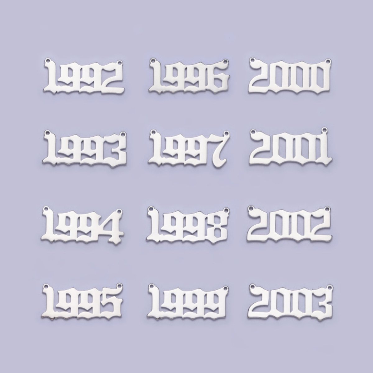 Silver Old English Year Charm Connector Birth Year Number Silver Old English Year Charm Connector Birth Year Number
