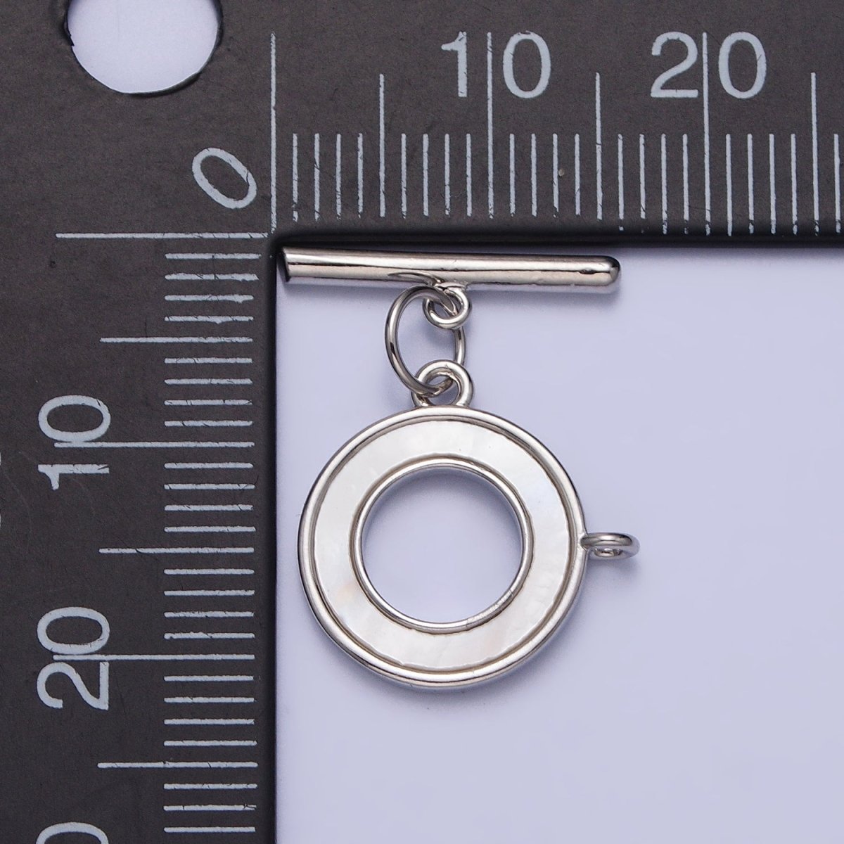 Silver Open Round Shell Pearl Open Loop Toggle Clasps Jewelry Closure Supply | Z-062 - DLUXCA