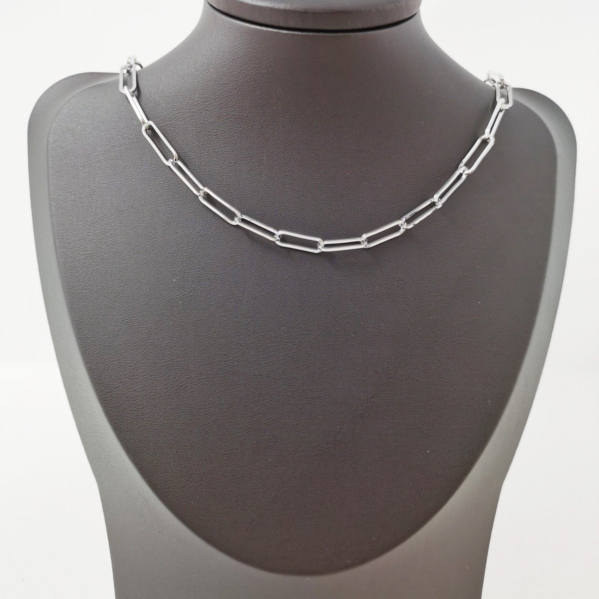 Silver Paper Clip Chain, Elongated Chain, Thin Slim Oval Link Chain, White Gold filled Chain by Yard / 10x5mm | ROLL-207 Clearance Pricing - DLUXCA