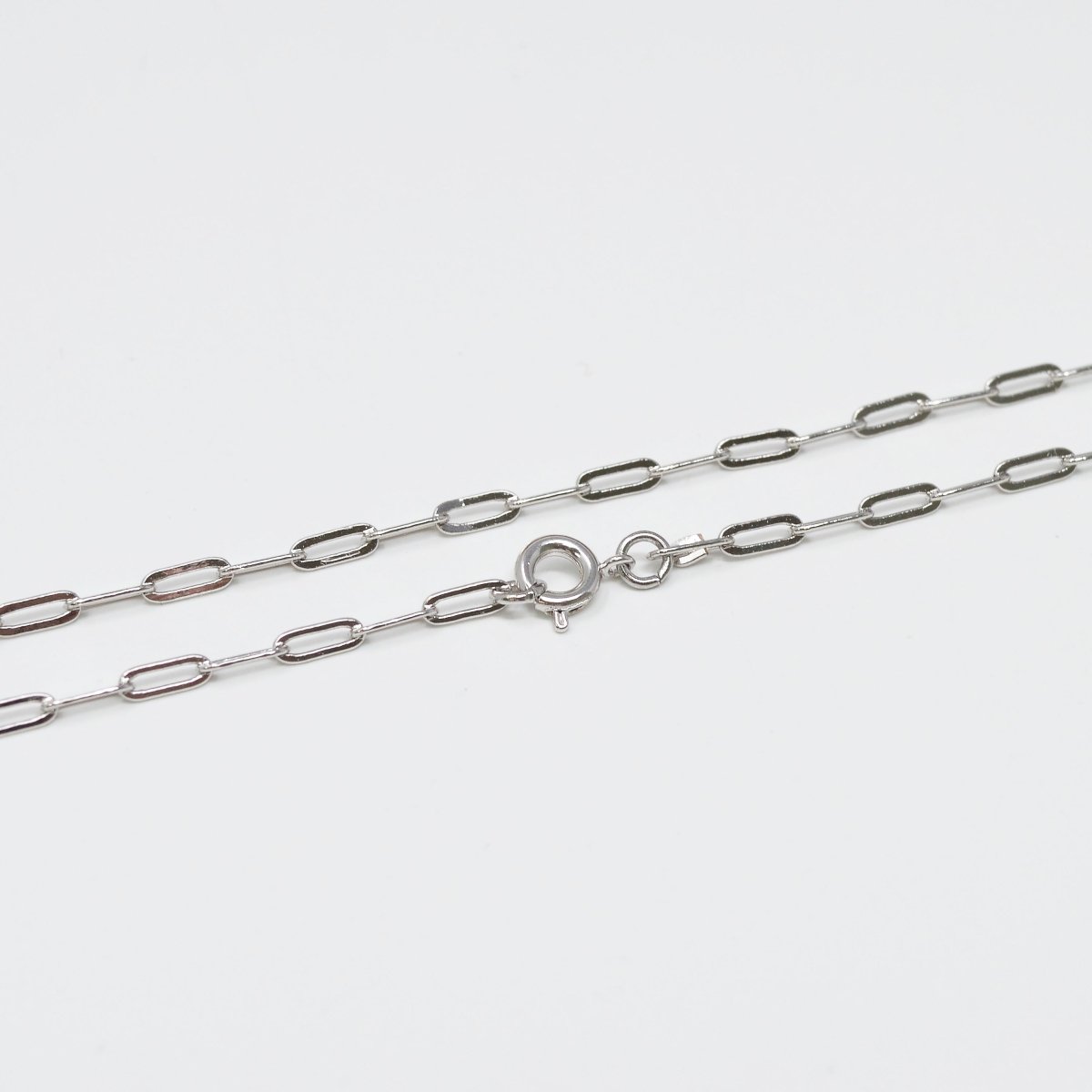 Silver PaperClip Chain Necklace Dainty Thin Oval Link Chain 18 inch Necklace Silver Jewelry for Layer Necklace | CN-1009 Clearance Pricing - DLUXCA