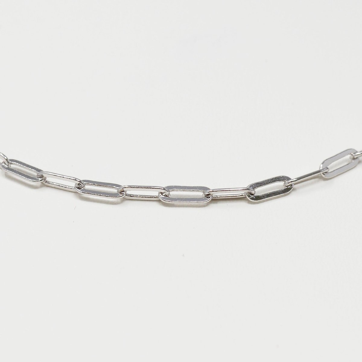 Silver PaperClip Chain Necklace Dainty Thin Oval Link Chain 18 inch Necklace Silver Jewelry for Layer Necklace | CN-1009 Clearance Pricing - DLUXCA