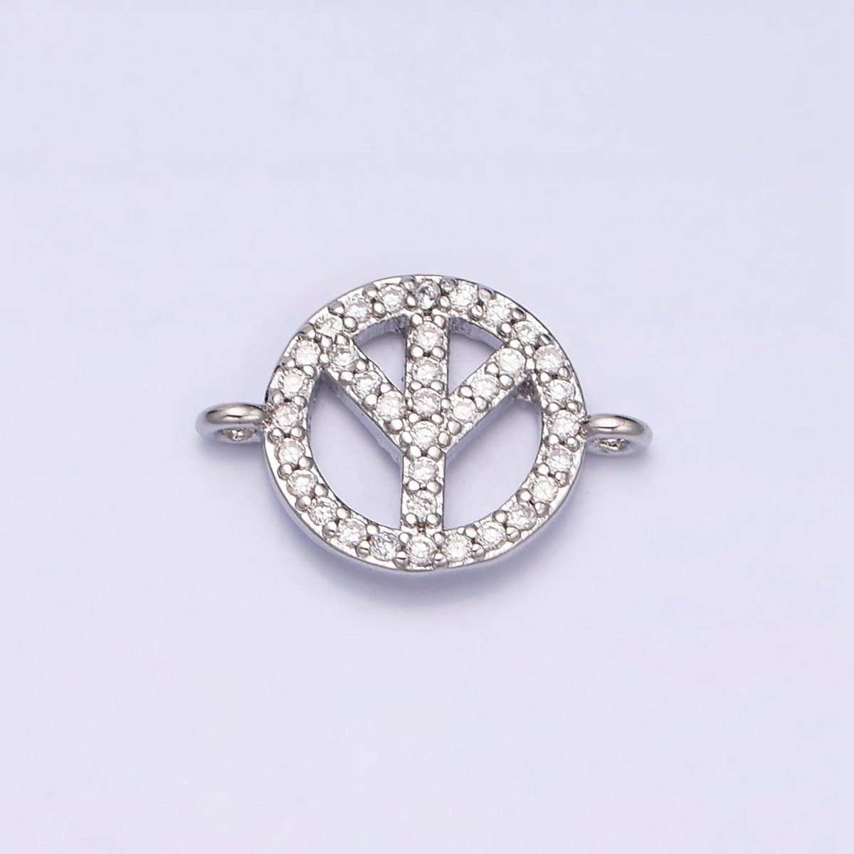 Silver Peace Symbol Sign Micro Paved CZ Open Connector | AA1088 - DLUXCA