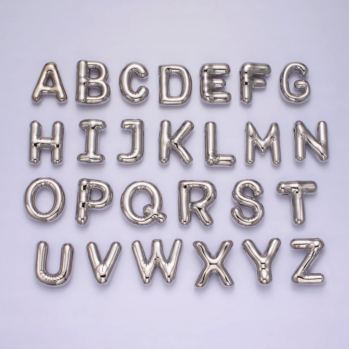 Silver Plated 20mm Chubby Balloon Initial Letter Personalized Pendant | A1080 - A1092 - DLUXCA