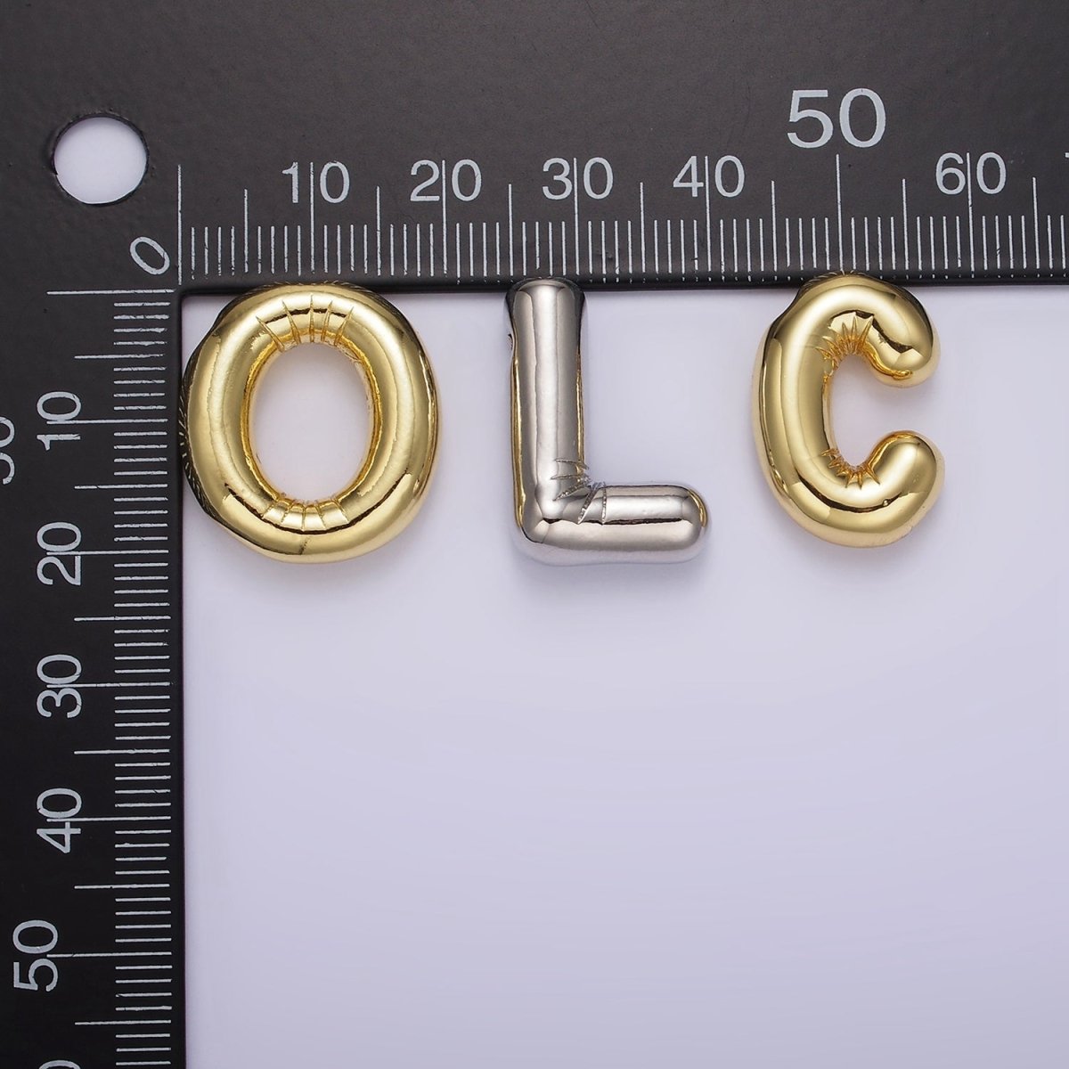 Silver Plated 20mm Chubby Balloon Initial Letter Personalized Pendant | A1080 - A1092 - DLUXCA