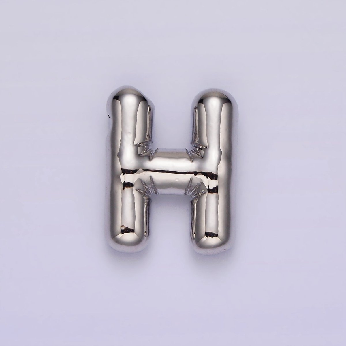 Silver Plated 20mm Chubby Balloon Initial Letter Personalized Pendant | A1080 - A1092 - DLUXCA