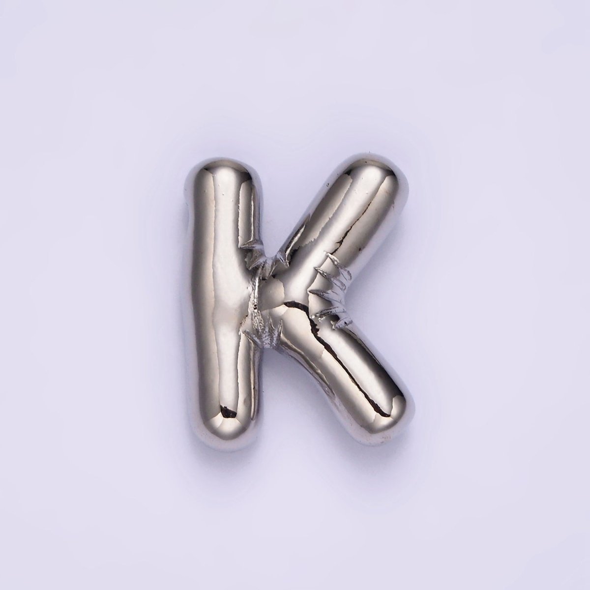 Silver Plated 20mm Chubby Balloon Initial Letter Personalized Pendant | A1080 - A1092 - DLUXCA