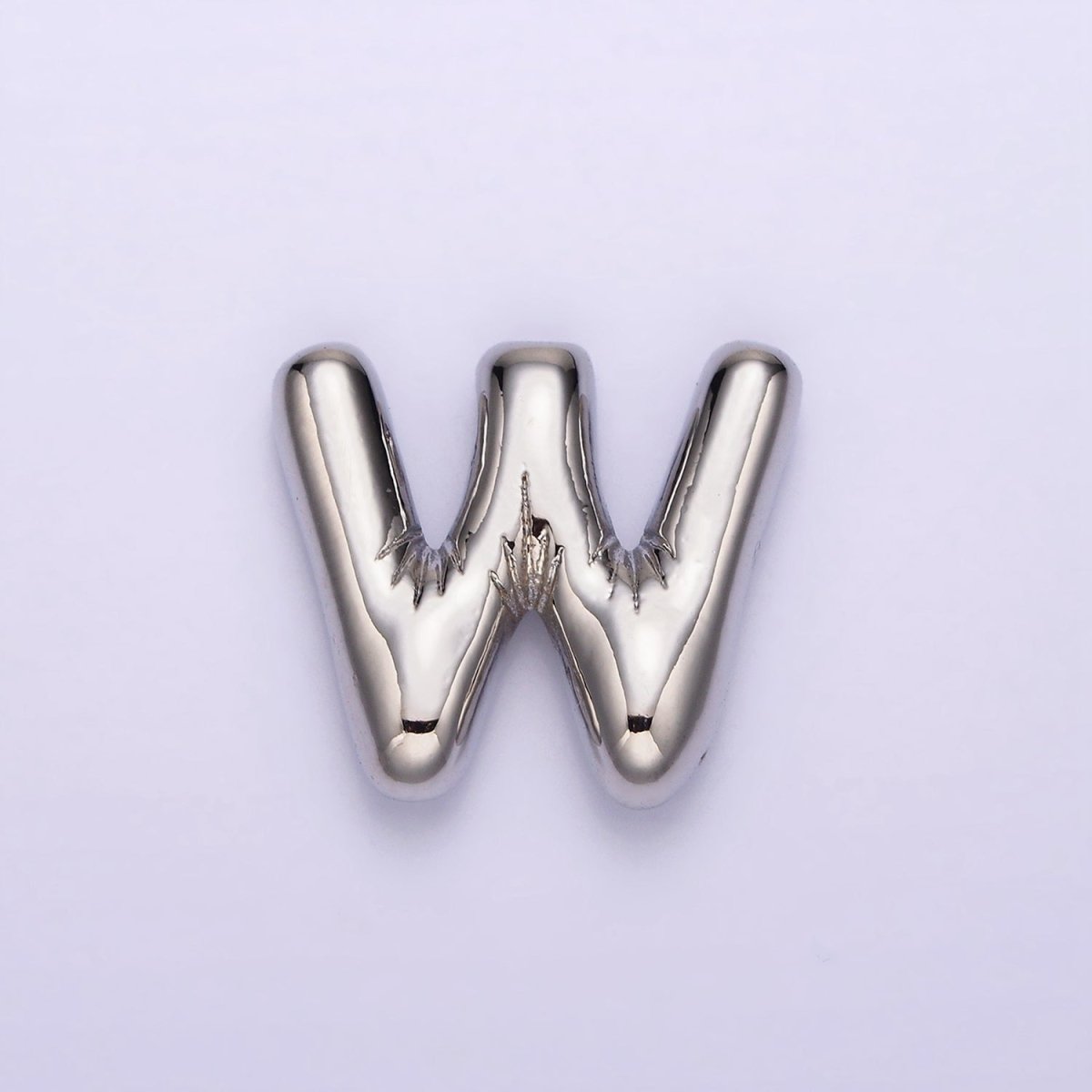 Silver Plated 20mm Chubby Balloon Initial Letter Personalized Pendant | A1080 - A1092 - DLUXCA