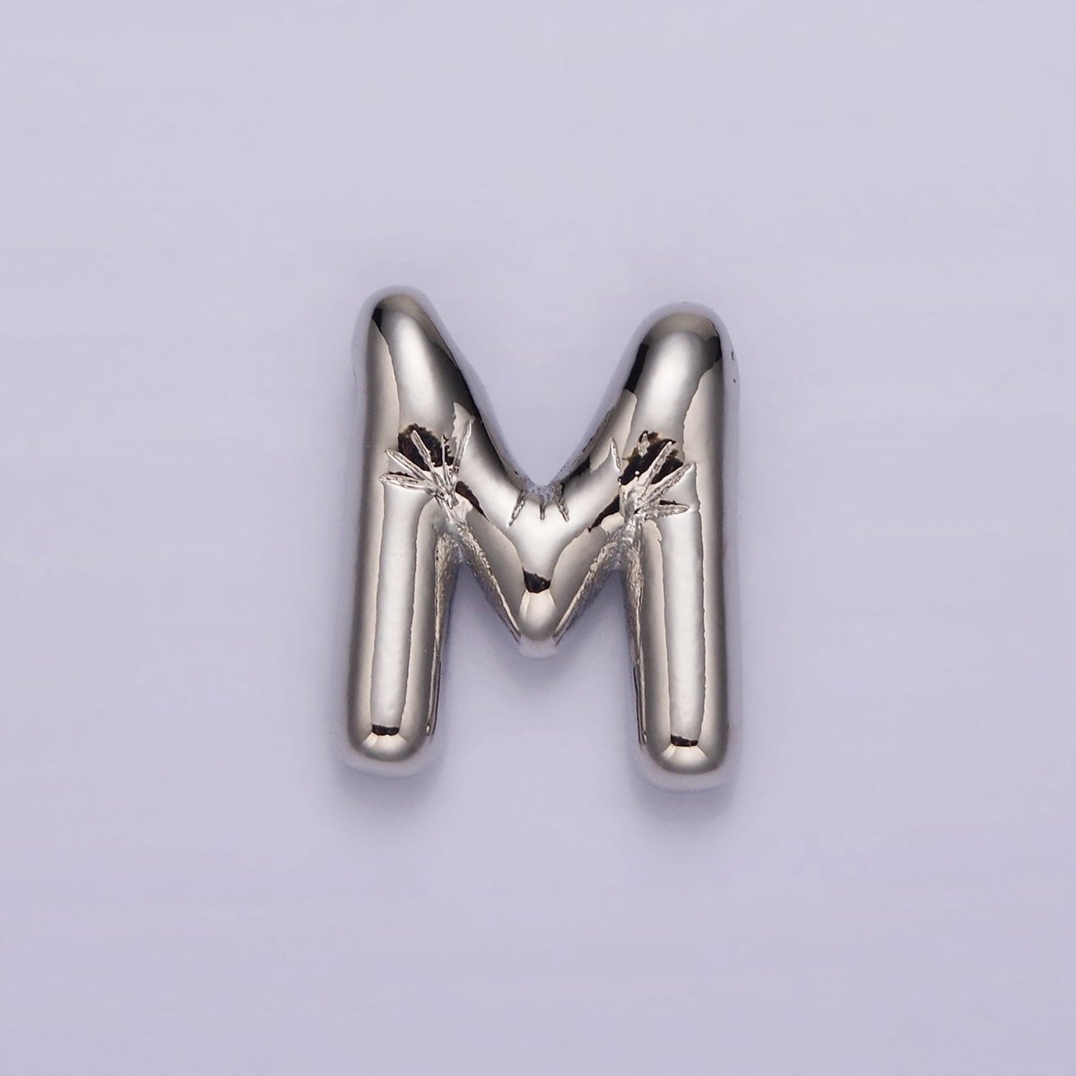 Silver Plated 20mm Chubby Balloon Initial Letter Personalized Pendant | A1080 - A1092 - DLUXCA