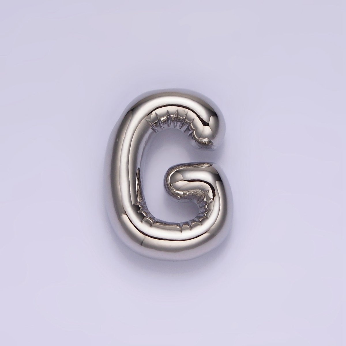 Silver Plated 20mm Chubby Balloon Initial Letter Personalized Pendant | A1080 - A1092 - DLUXCA