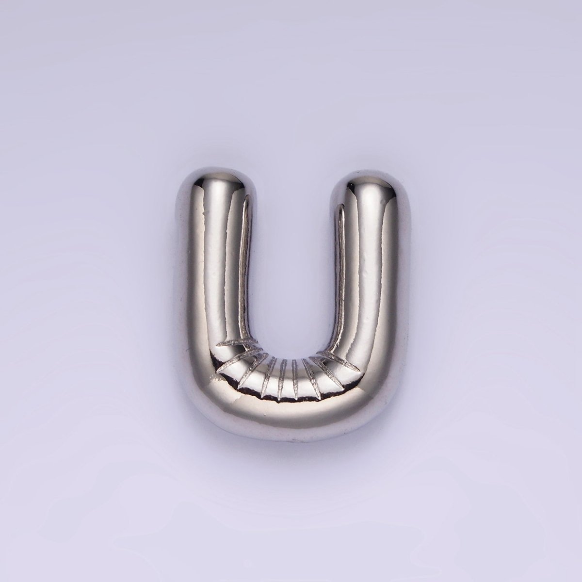 Silver Plated 20mm Chubby Balloon Initial Letter Personalized Pendant | A1080 - A1092 - DLUXCA