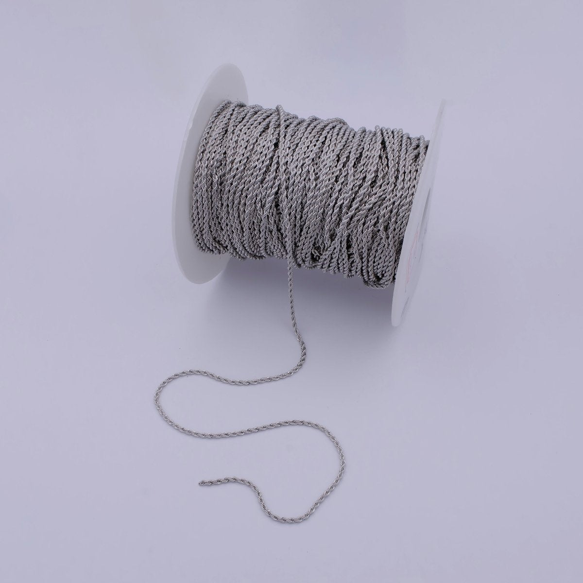 Silver Rope Chain by Yard, Gold Twisted Chain by Yard, Wholesale Roll Chain for Jewelry Making 2.2mm thickness | ROLL-595 Clearance Pricing - DLUXCA