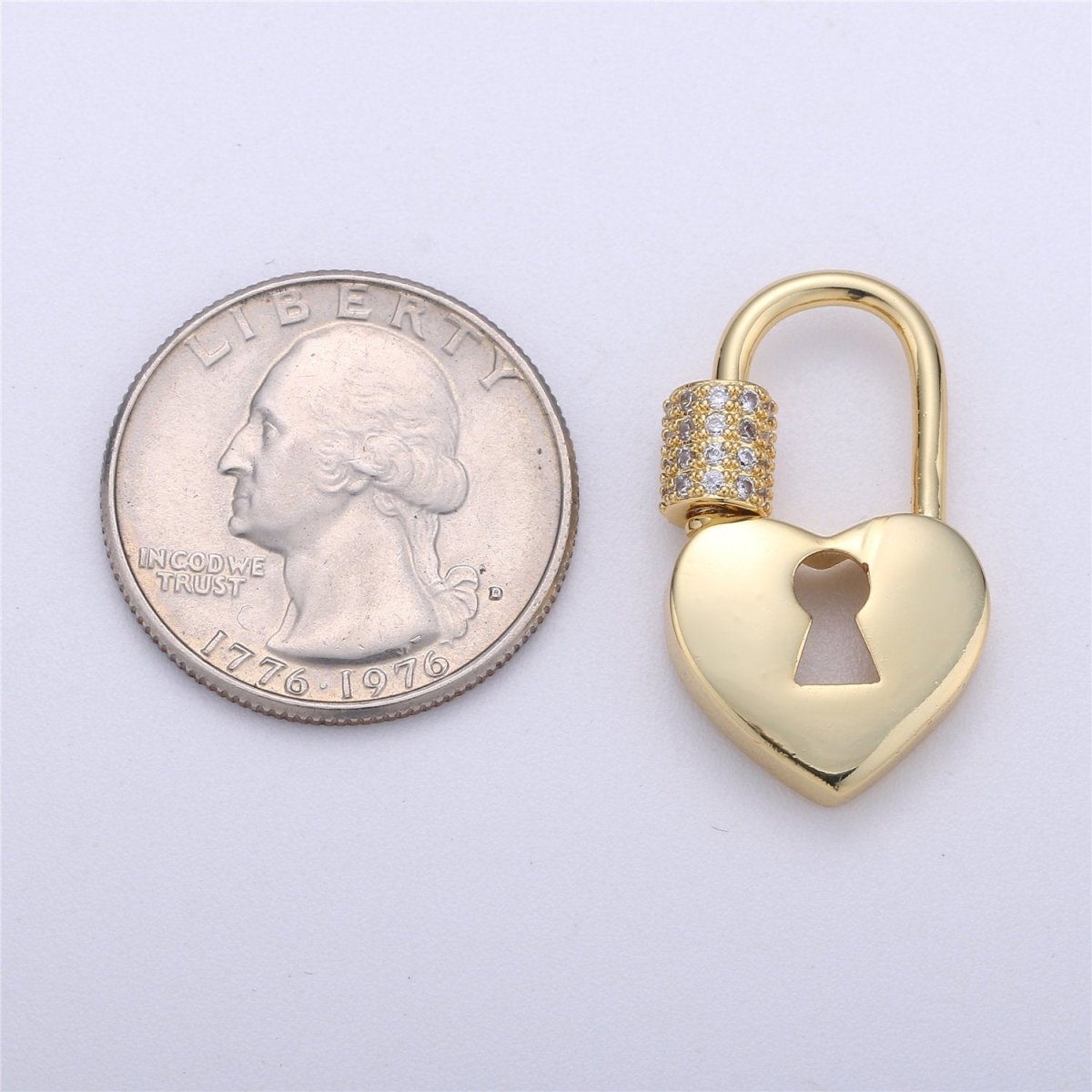 Silver, Rose Gold , Gold Filled Padlock Shaped Screw Clasp CZ Screw Clasp Micro Pave with Screw On Mechanism 30x12mm K-322 - DLUXCA