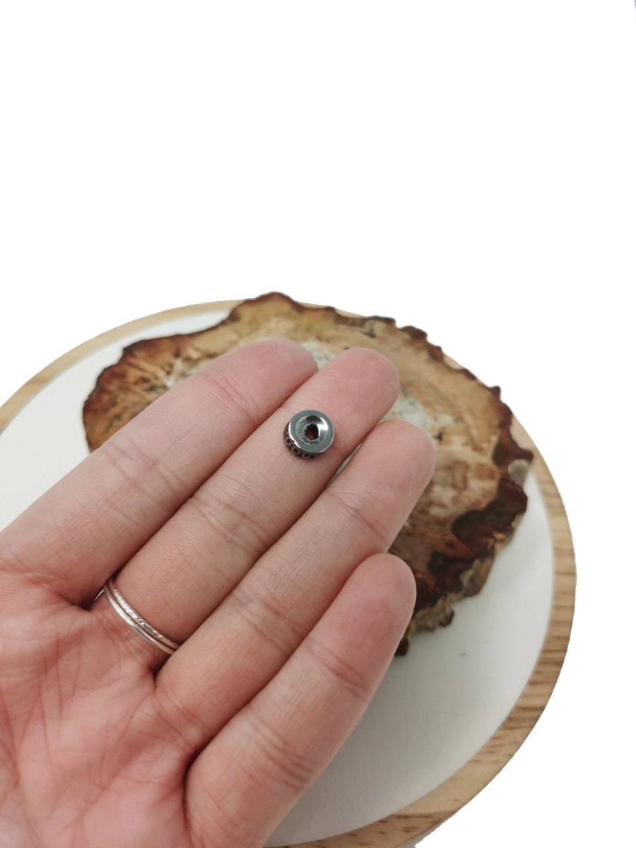 Silver Round Spacer Beads, Gear Spacer Bead, Textured bead, Wheel Bead, 7mm Spacer beads, Bracelet bead for jewelry making supply B-457 - DLUXCA