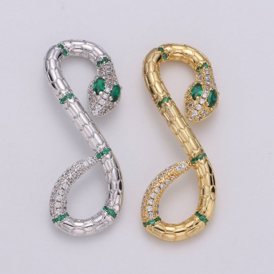 Silver Snake Connector Charms Serpent Connectors Jewelry Vintage Style Antique Look Serpentine Gold Necklace Bracelet Link Connector K-849, K-850 - DLUXCA