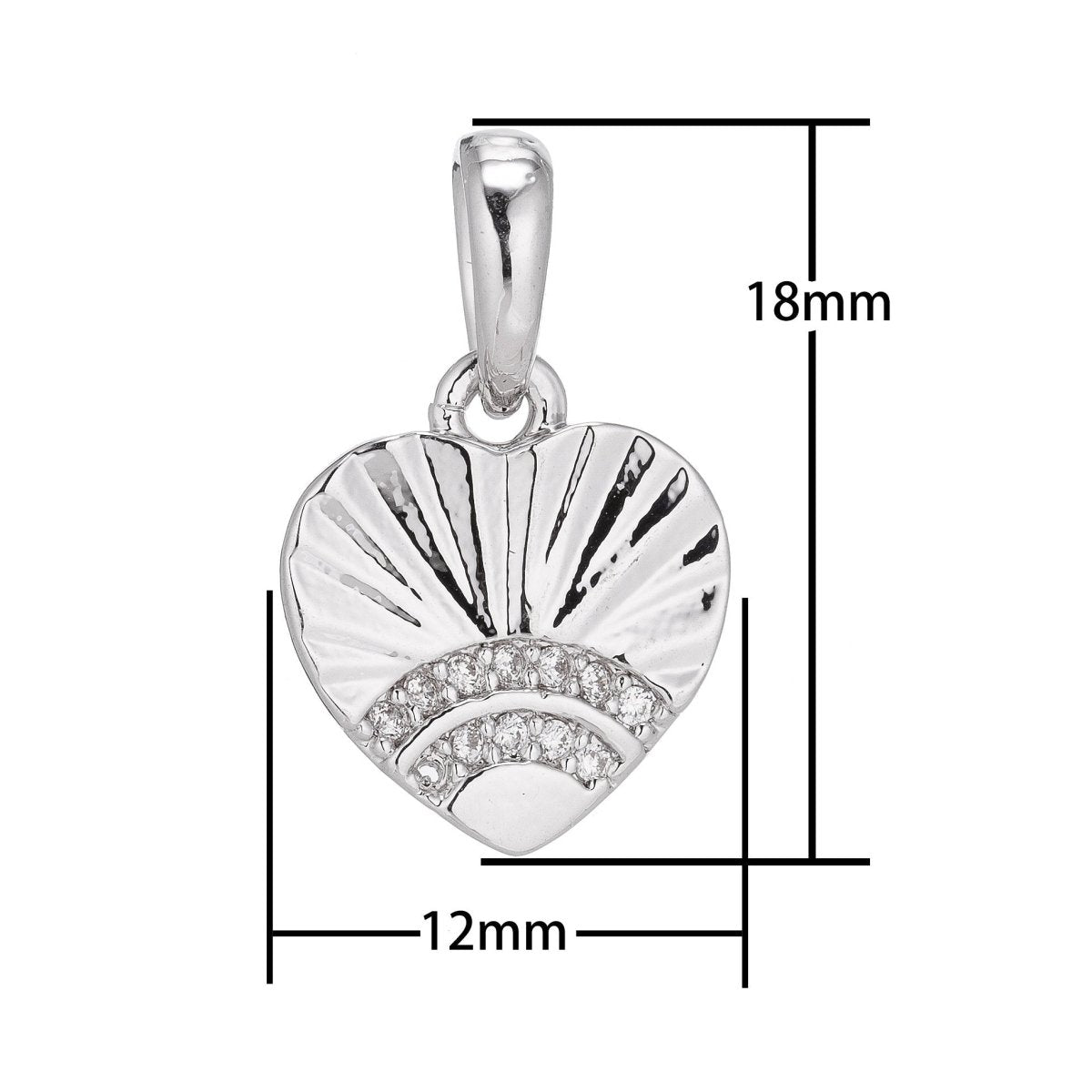 Silver Stainless Steel Cubic Zirconia SImple Lovely Love Heart Charm Pendant Bails Findings for Earring Necklace Jewelry Making Supplies J-401 - DLUXCA