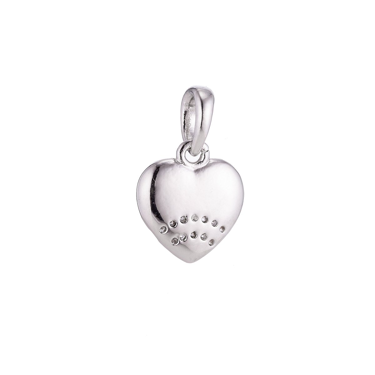 Silver Stainless Steel Cubic Zirconia SImple Lovely Love Heart Charm Pendant Bails Findings for Earring Necklace Jewelry Making Supplies J-401 - DLUXCA