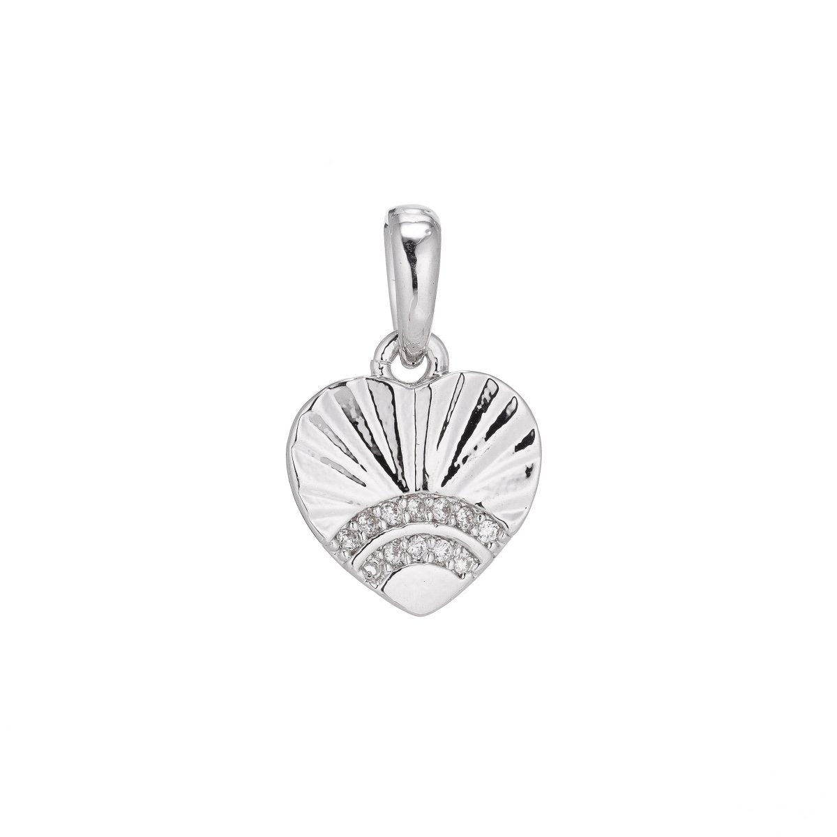 Silver Stainless Steel Cubic Zirconia SImple Lovely Love Heart Charm Pendant Bails Findings for Earring Necklace Jewelry Making Supplies J-401 - DLUXCA