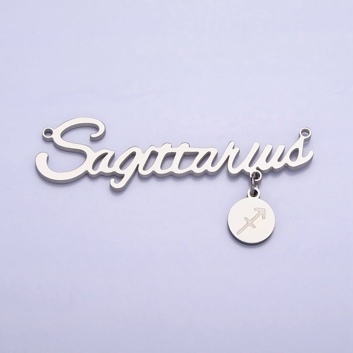 Silver Stainless Steel Zodiac Astrology Cursive Font Mini Symbol Connector Personalized Jewelry Making | AD066 - AD076 - DLUXCA