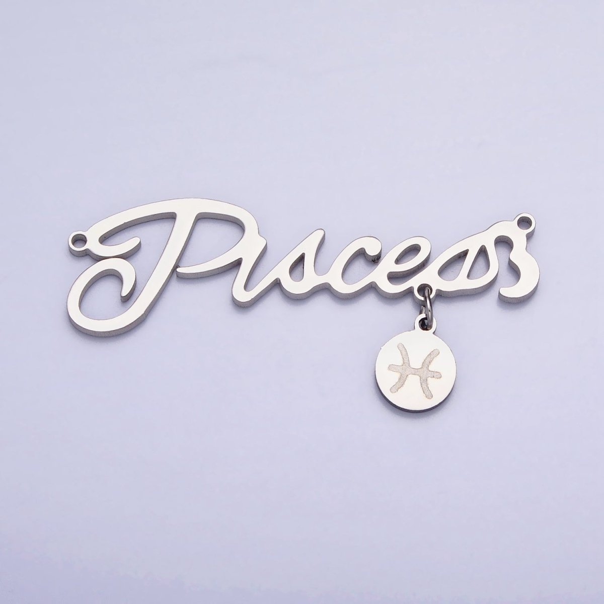 Silver Stainless Steel Zodiac Astrology Cursive Font Mini Symbol Connector Personalized Jewelry Making | AD066 - AD076 - DLUXCA