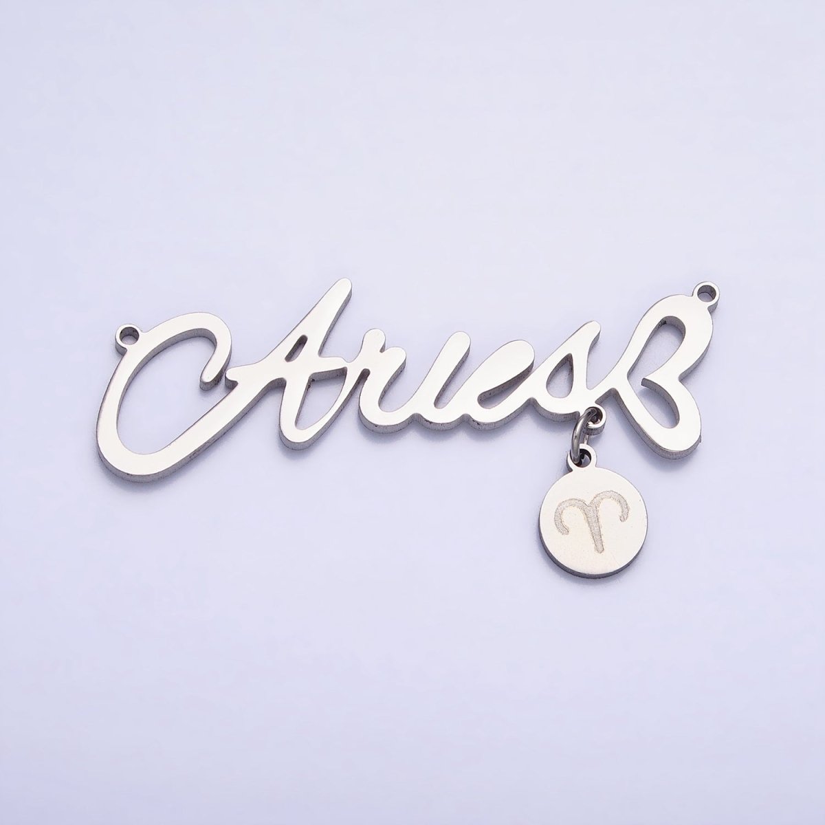 Silver Stainless Steel Zodiac Astrology Cursive Font Mini Symbol Connector Personalized Jewelry Making | AD066 - AD076 - DLUXCA