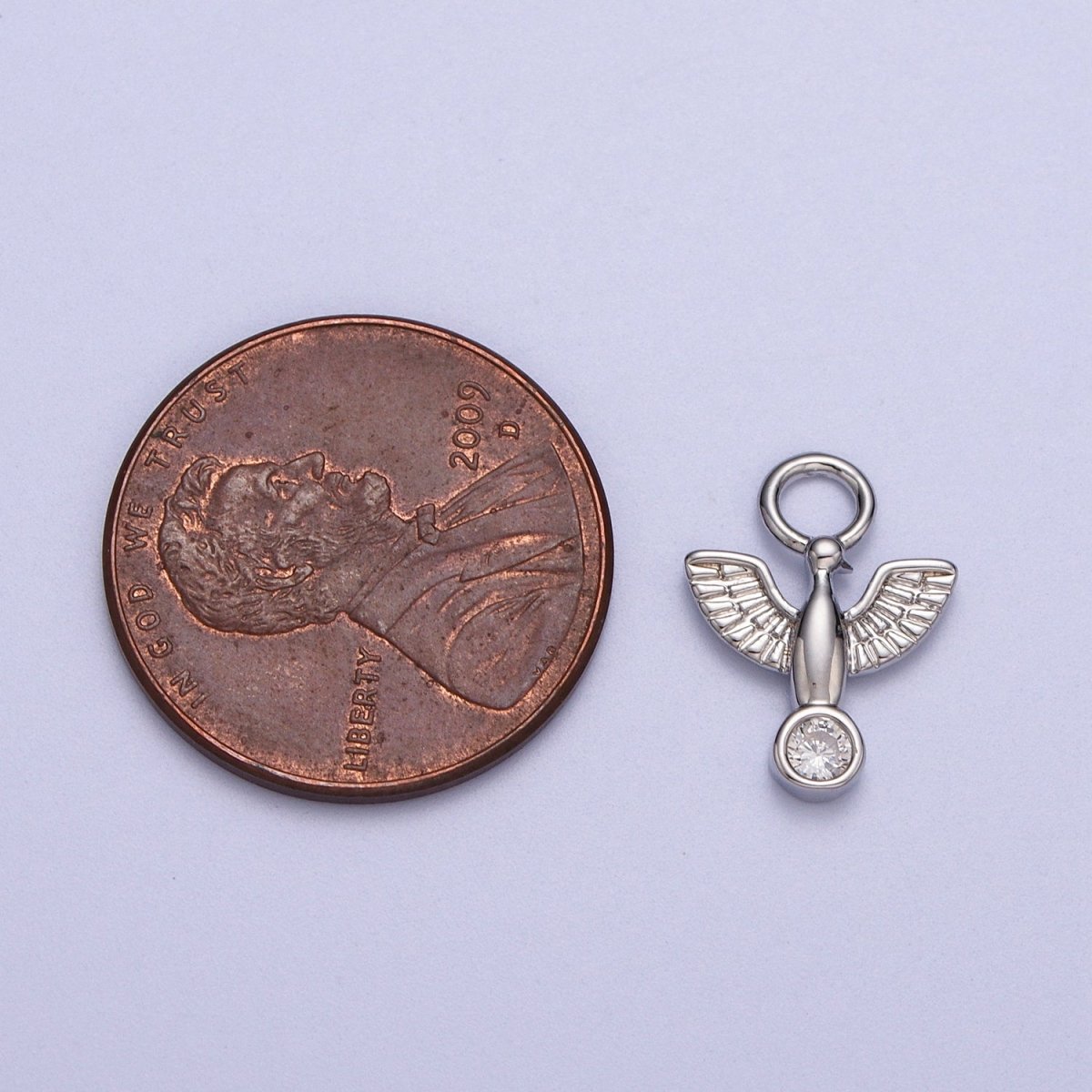 Silver Tiny Dove Charm, Bird Charm Gold Religious Charm for Add on Pendant AC056 AC057 - DLUXCA
