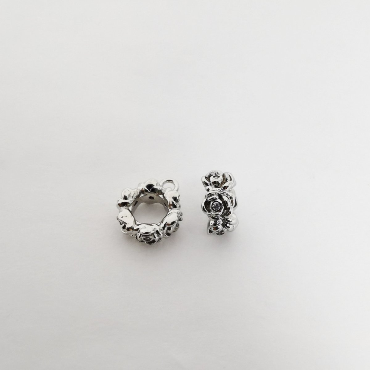 Silver Tiny Rose Flower Gold Filled Beads K-935 - DLUXCA