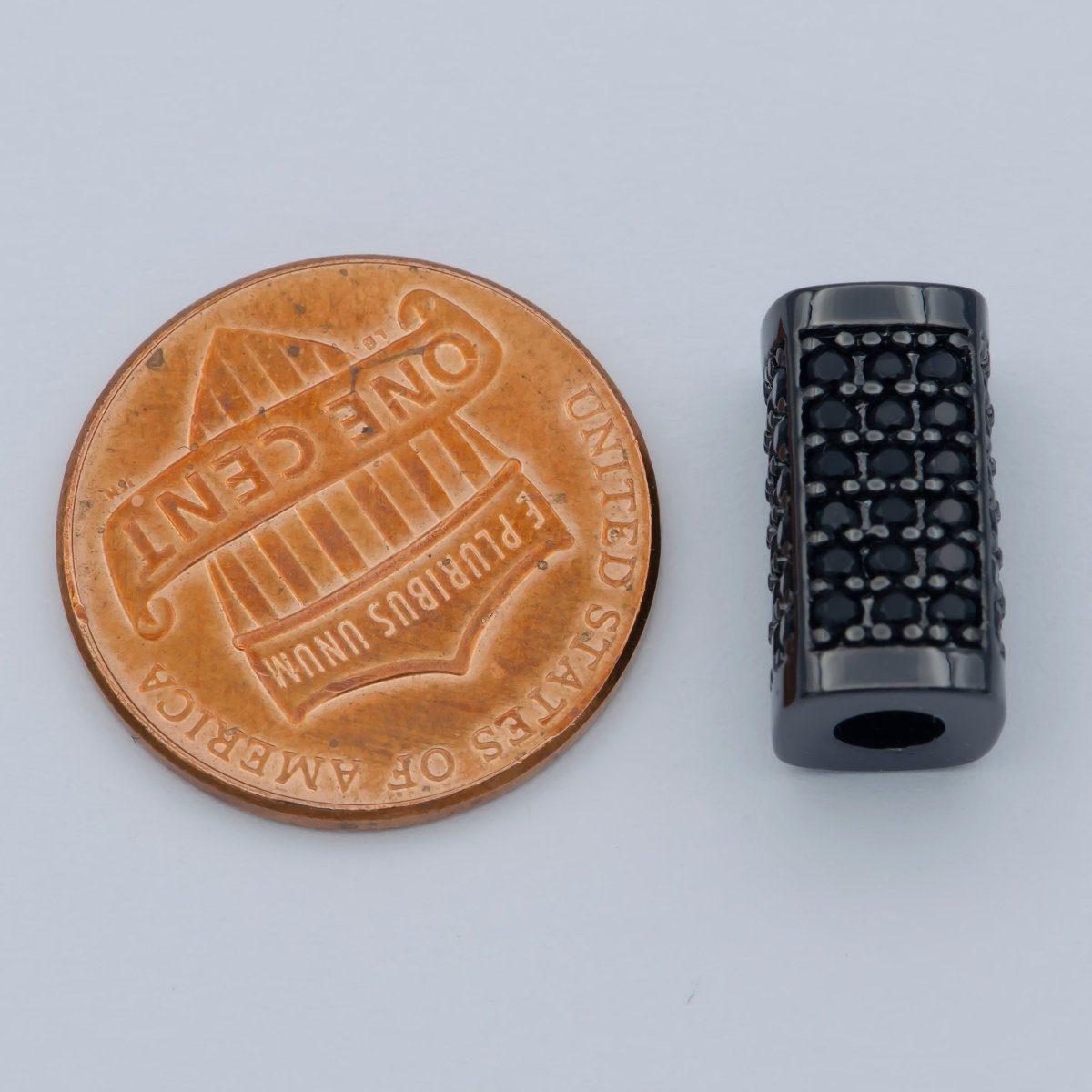 Silver Tube Bead Spacer Micro Pave Gun Metal Black Cz Cubic Zirconia Pave Beaded Bracelet Supply for men jewelry B-546 B-613 - DLUXCA