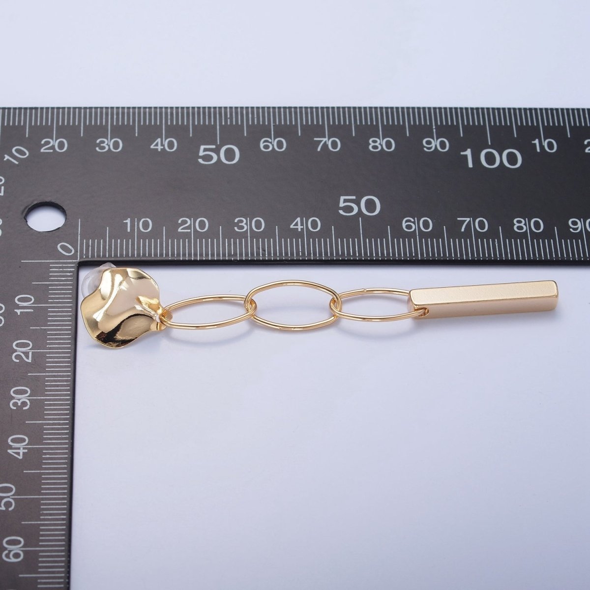 Simple Bar Drop Earrings Dainty Earrings Long Dangle Stick Earrings in Gold Oval Link Chain Earrings Everyday Earrings V-395 - DLUXCA