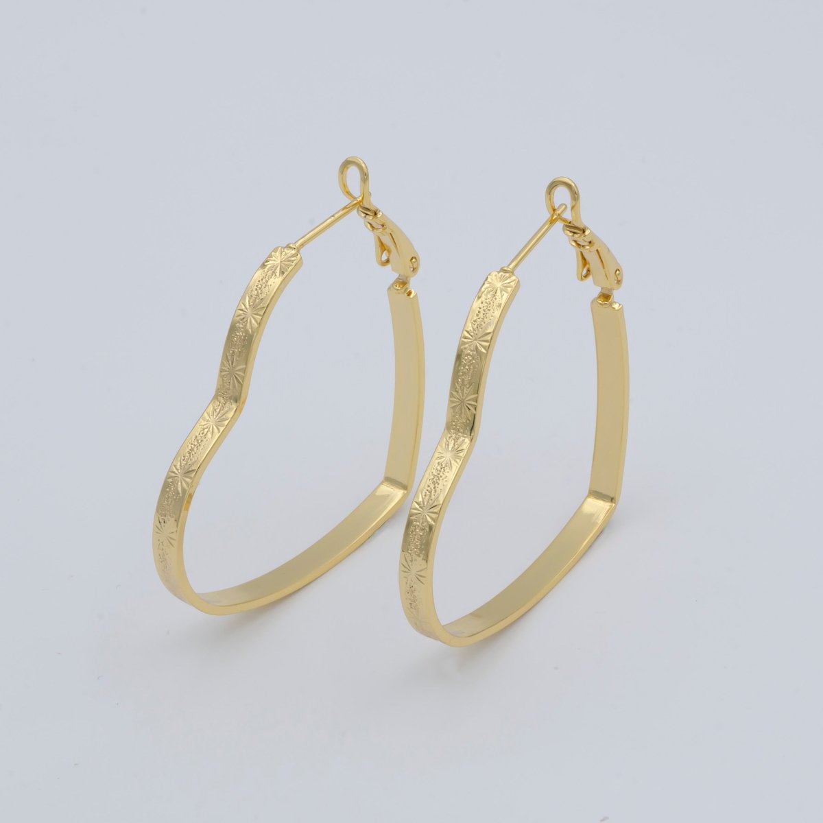 Simple Designated Golden Heart Huggies Earrings, Plain Gold Filled Tiny Geometric Love Heart Shape Casual Daily Wear Earring Jewelry P-098 P-099 P-100 - DLUXCA