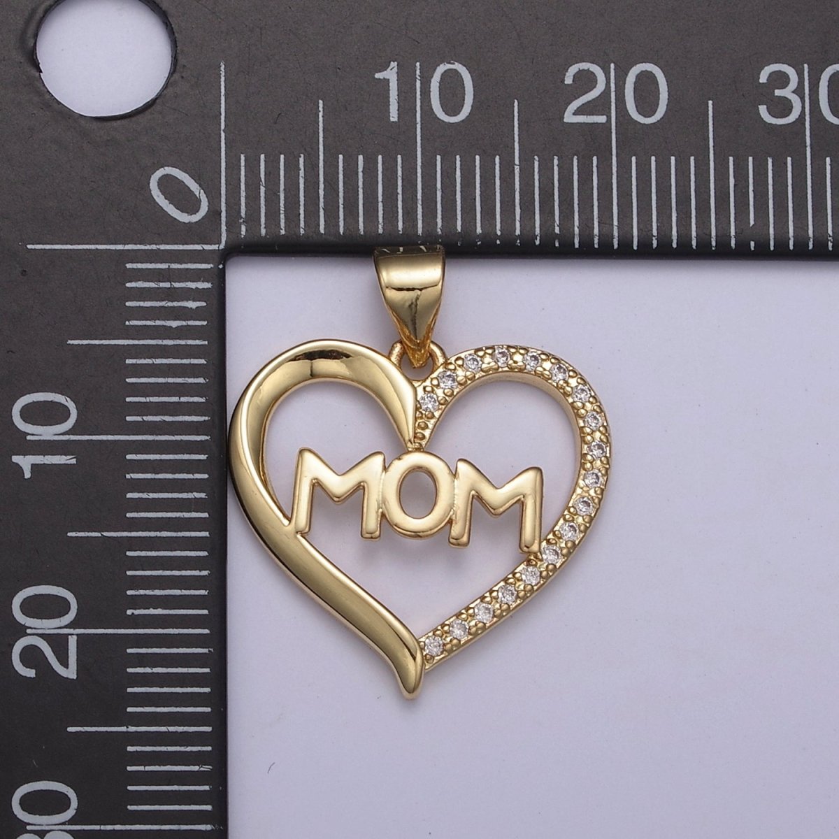 Simple Gold Filled "MOM" Heart Pendants - Love Inspired "Mom" Gold / Silver Pendant N-436 H-603 - DLUXCA