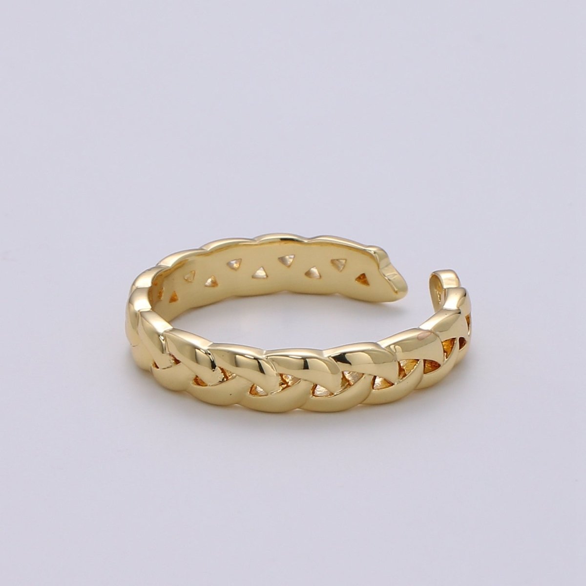 Simple Minimalist Braided Chain Gold Filled Adjustable Ring R-234 - DLUXCA