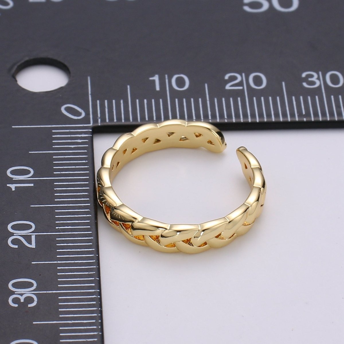 Simple Minimalist Braided Chain Gold Filled Adjustable Ring R-234 - DLUXCA