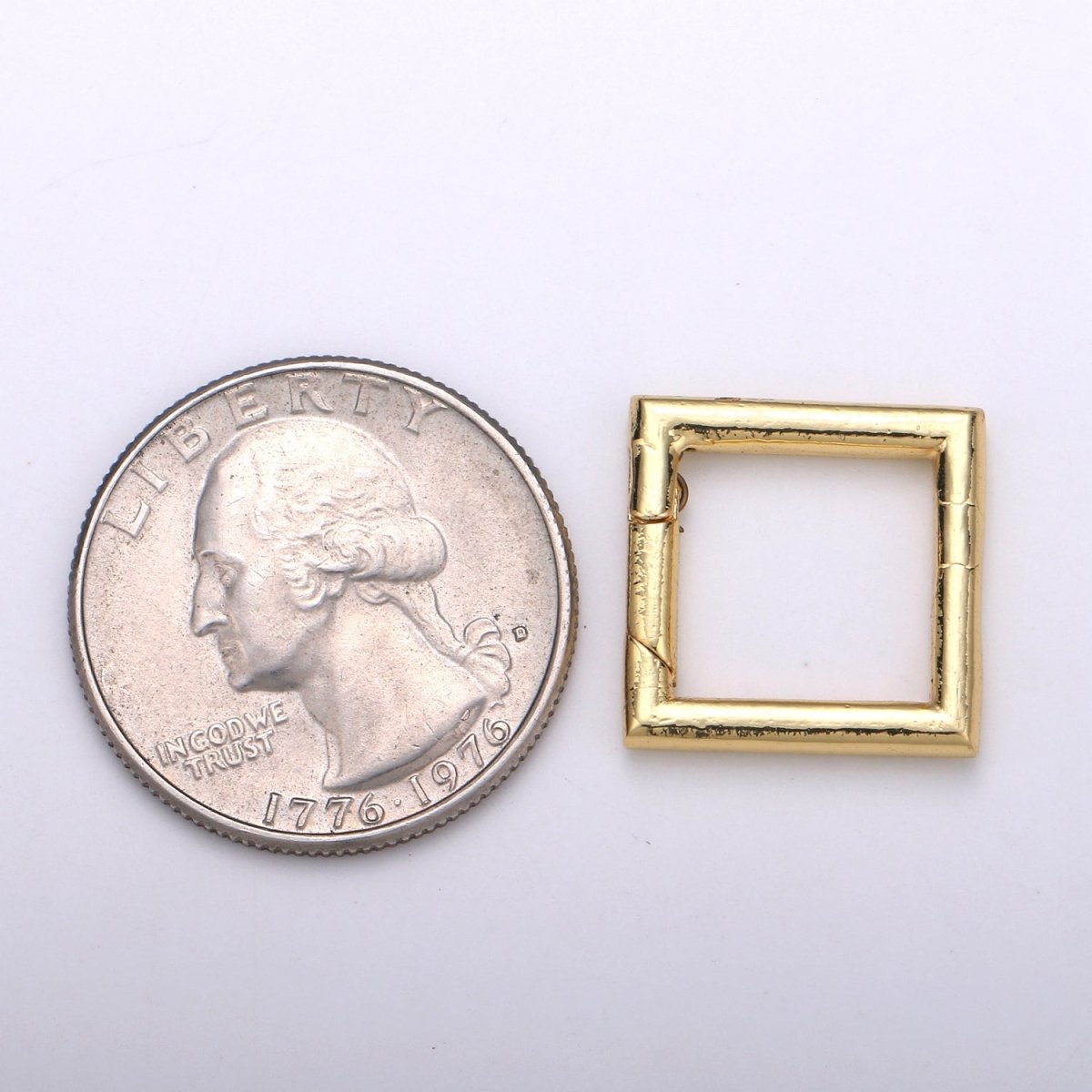 Simple Minimalist Gold Filled Square Push Gate Ring Clasp For Jewelry Making Charm Holder Connector L-060 - DLUXCA