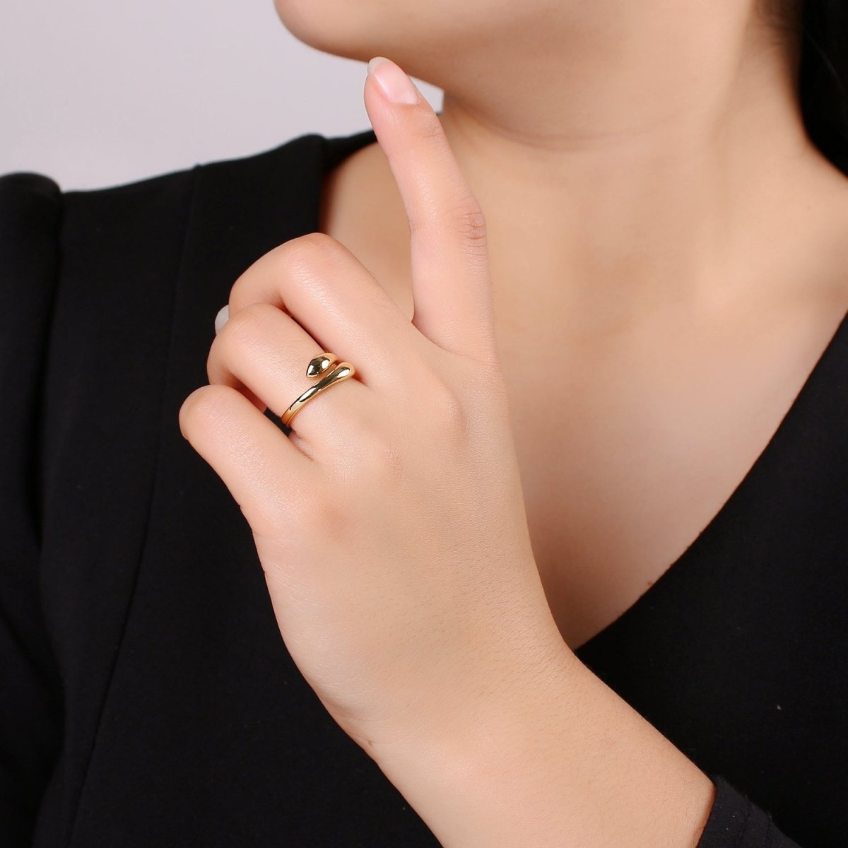 Simple Minimalist Gold Filled Wrapped Adjustable Ring - R-233 - DLUXCA