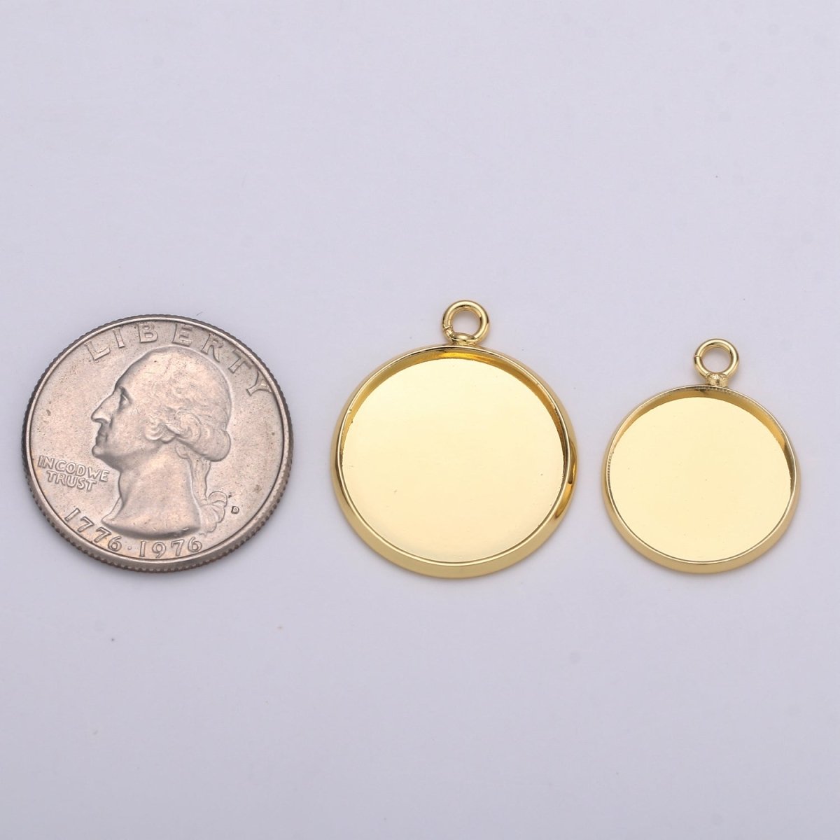 Simple Minimalist Golden Coin Gold Filled Charm K-929,K-930,L-086 - DLUXCA