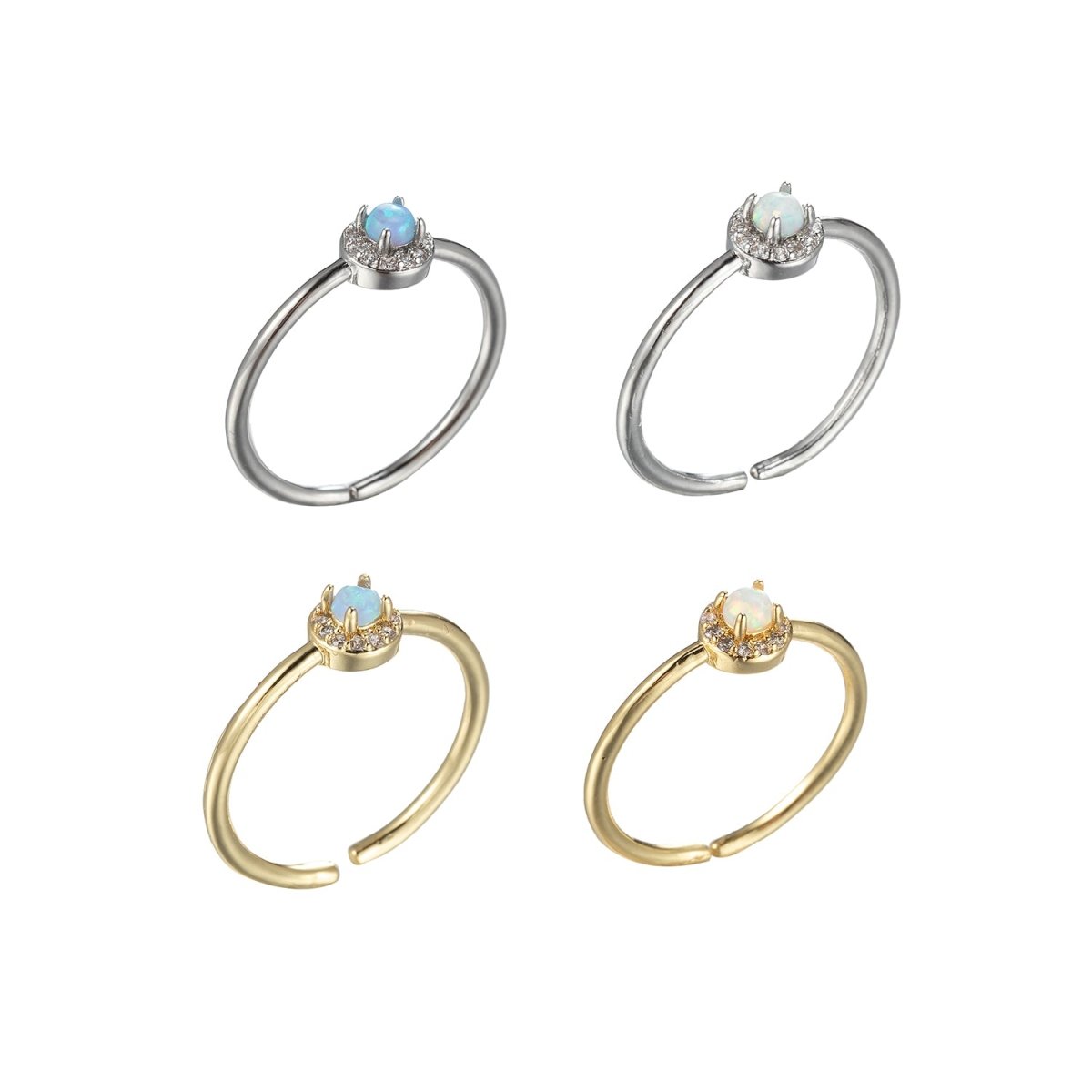 Simple Ring, Opal Ring, Blue Opal Tiny Ring, Opal Gemstone Ring, Promise Ring, Solitaire Ring, Engagement Ring O-827~O-830 - DLUXCA