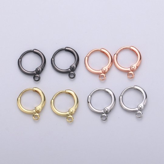 Simple Round 10mm One Touch Earring jewelry Making, Earring supplies 24K Gold Filled huggie hoop earring K-338 K-339 L-087 L-088 - DLUXCA