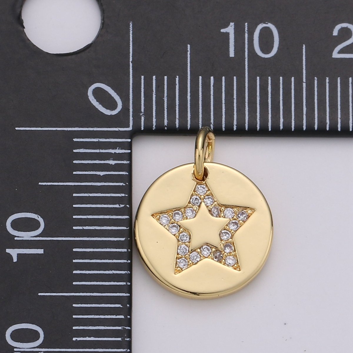 Simple Star with CZ Crystal Coin Gold Filled Charm D-470-D-471 - DLUXCA