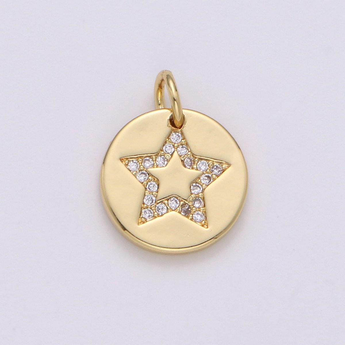 Simple Star with CZ Crystal Coin Gold Filled Charm D-470-D-471 - DLUXCA