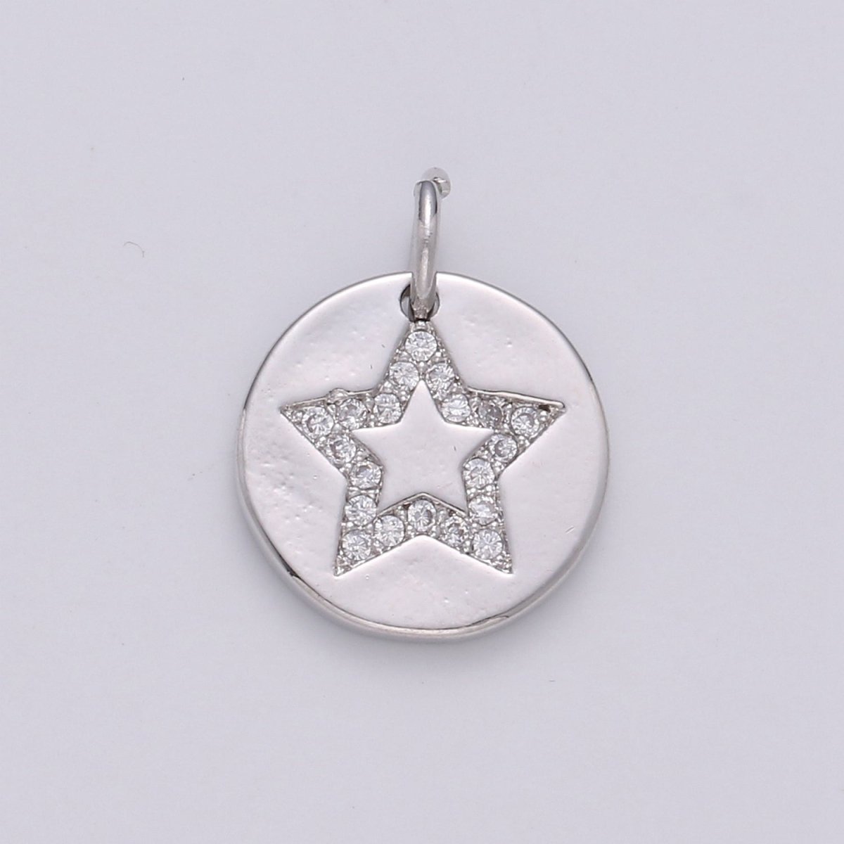 Simple Star with CZ Crystal Coin Gold Filled Charm D-470-D-471 - DLUXCA