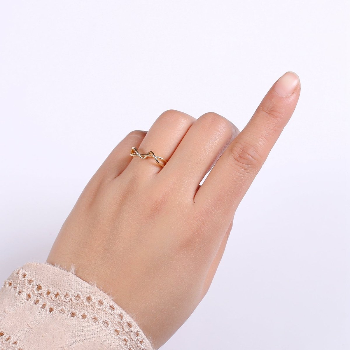 Simple Wave Gold Filled adjustable Ring R-250 - DLUXCA