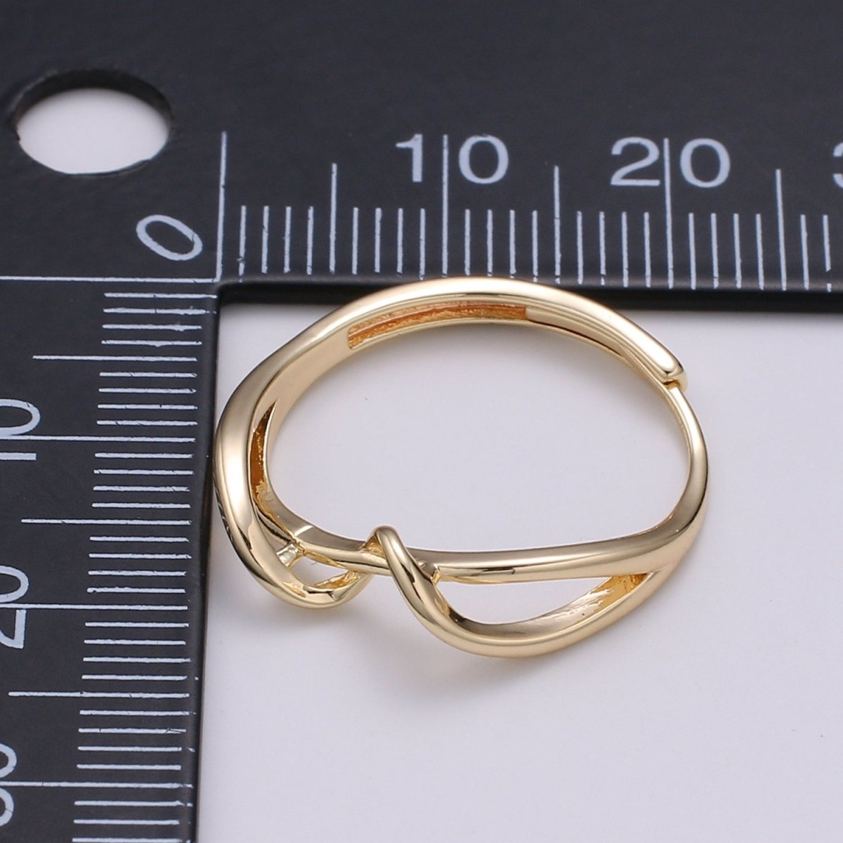 Simple Wave Gold Filled adjustable Ring R-250 - DLUXCA