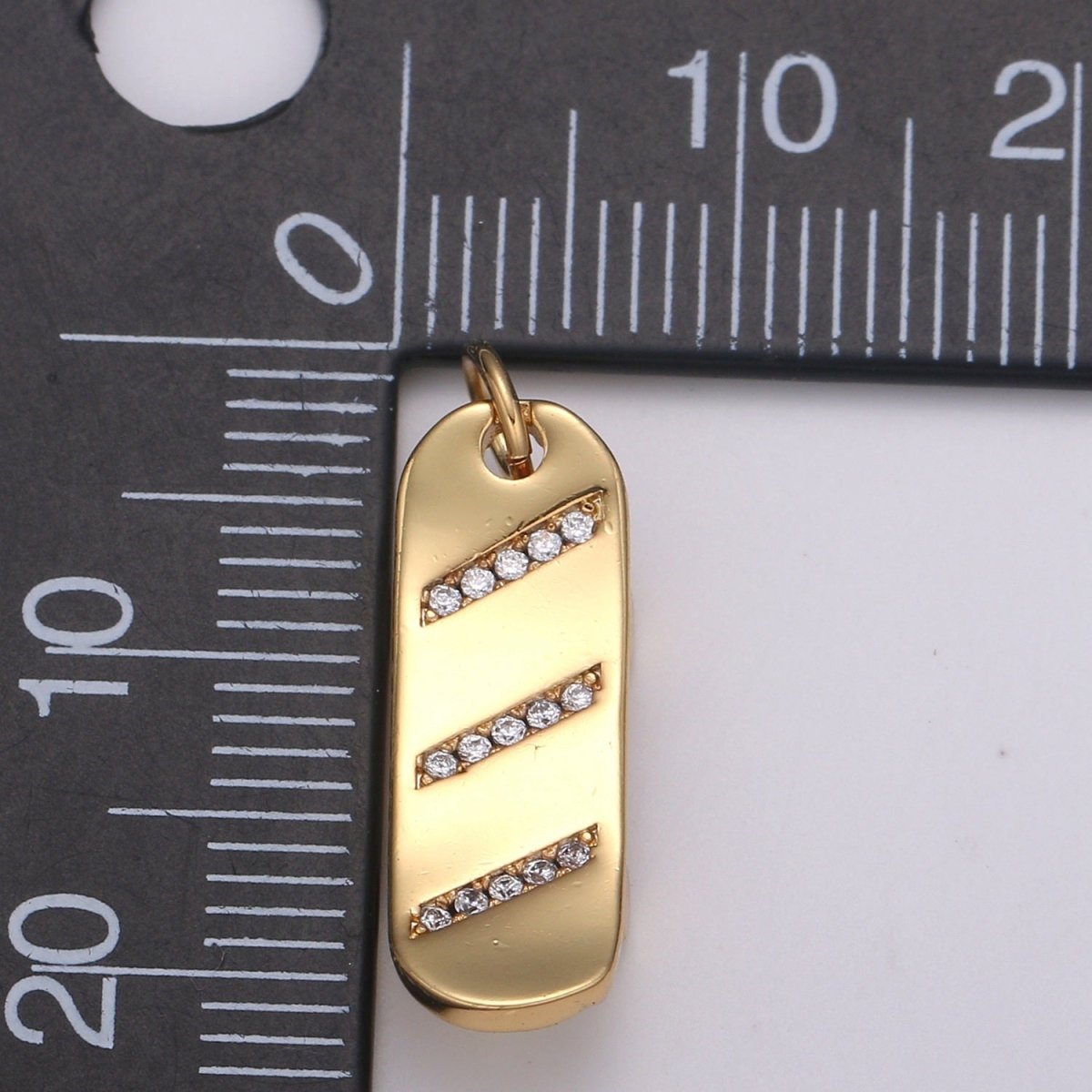 Skate Board Pave Charm, 18K Skate Board Cubic Zirconia Pendant 23X7mm Mobility Jewelry Outdoor Activity Inspired, Metro Style Design E-184 E-782 - DLUXCA