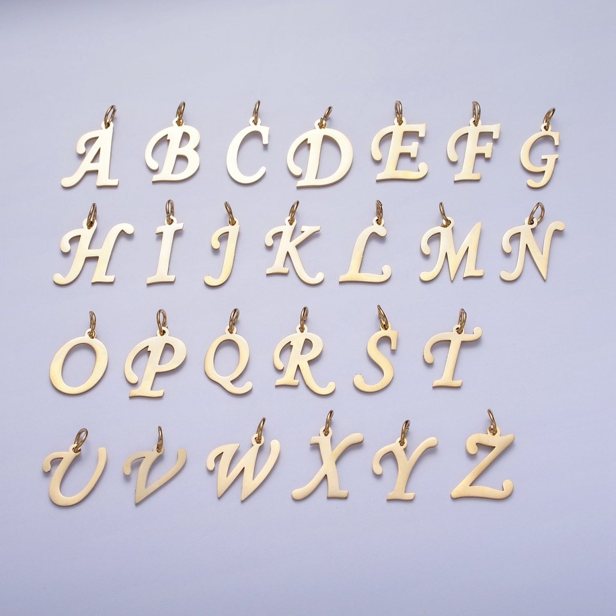 Small 24K Gold Plated Stainless Steel Letter Charms, initial