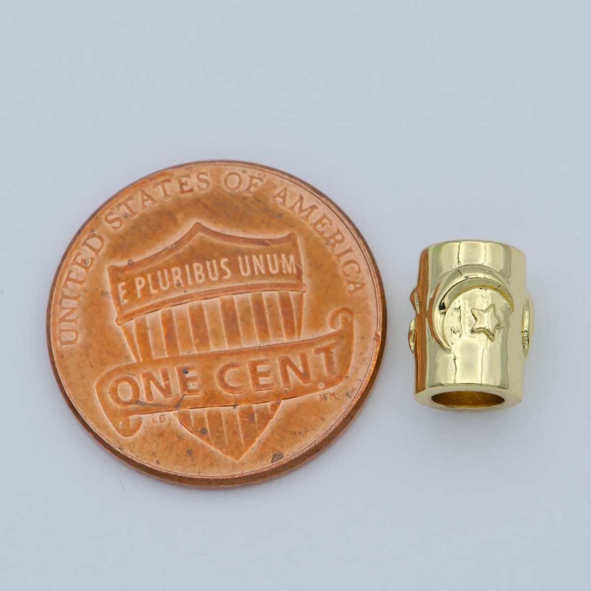 Small Bead 8x7mm Bead CZ Gold Bead Star Moon Beads cylinder Cubic Bead for Bracelet Necklace Supply Large Hole Beads B-547 - DLUXCA