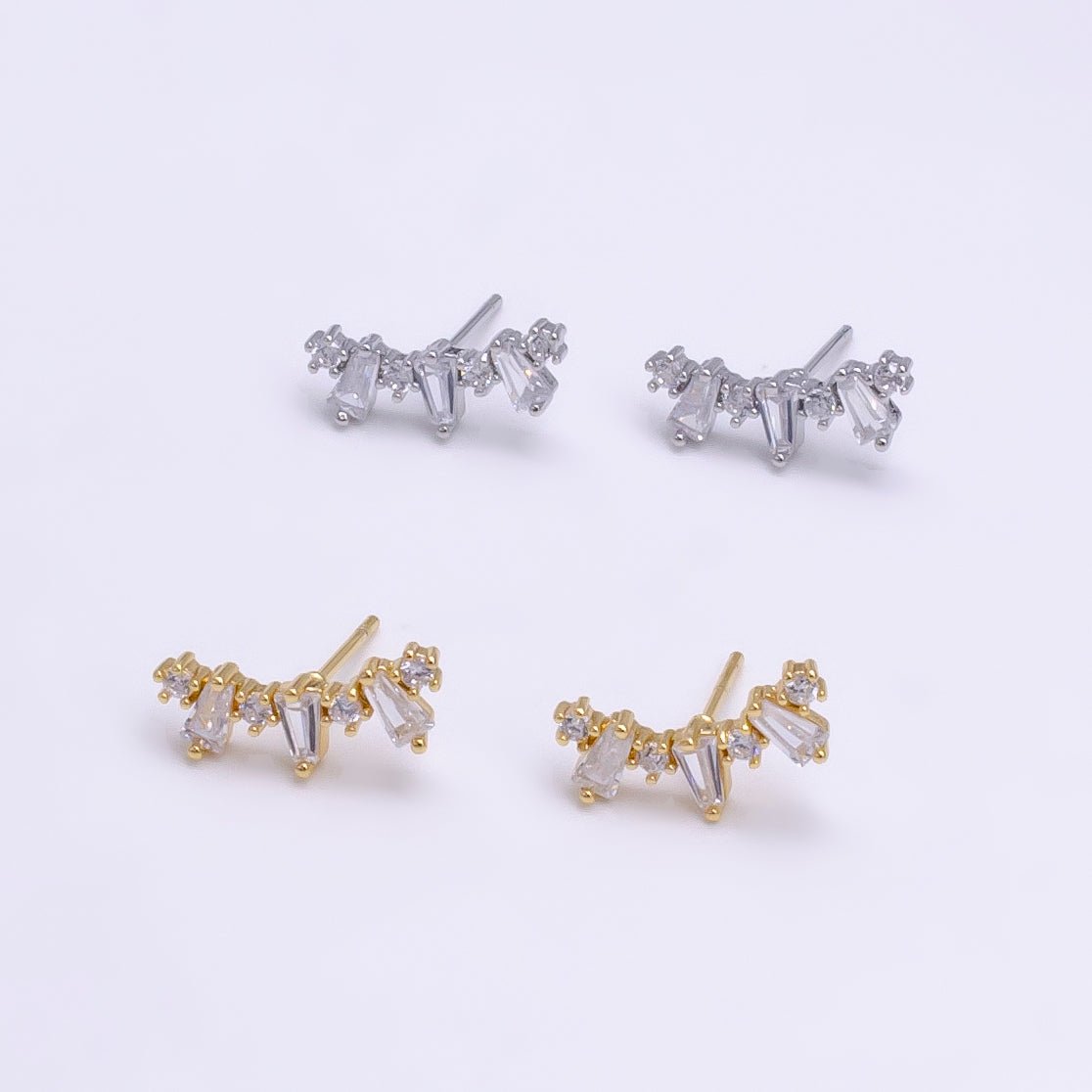 Small Big Crystal Stone Studs Earring CZ Crystal Arrangement Earring Jewelry V089 V090 - DLUXCA