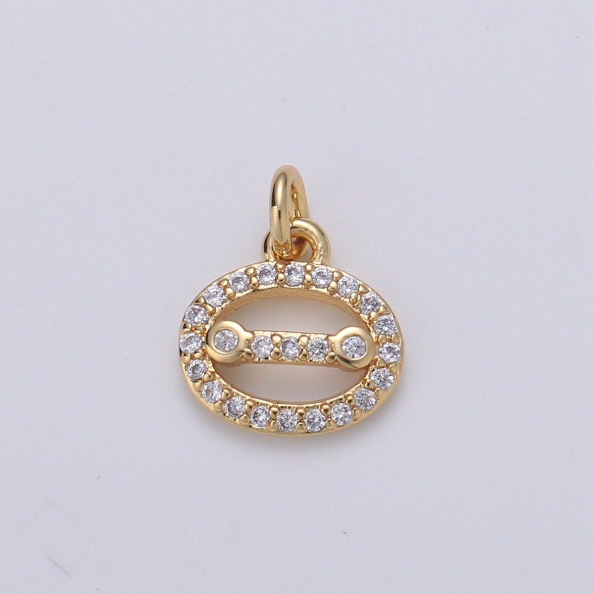 Small Cluster Cubic charm, Disc charm Balance CZ charms, Oval Cluster Zirconia, bracelet charm Necklace Charm, D-711 - DLUXCA