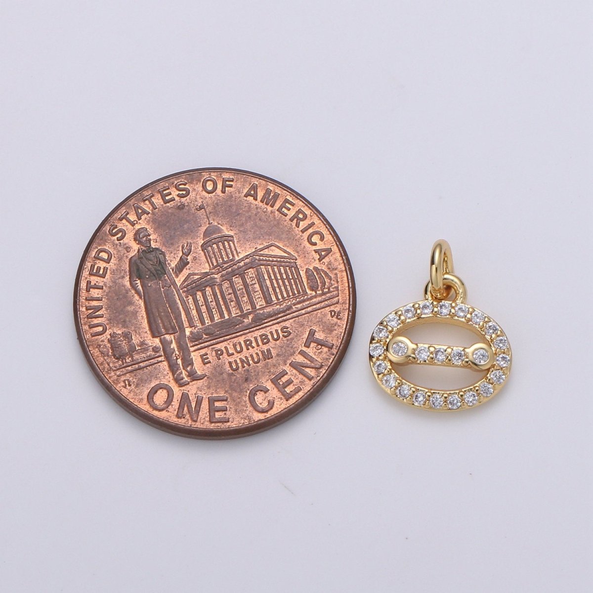 Small Cluster Cubic charm, Disc charm Balance CZ charms, Oval Cluster Zirconia, bracelet charm Necklace Charm, D-711 - DLUXCA