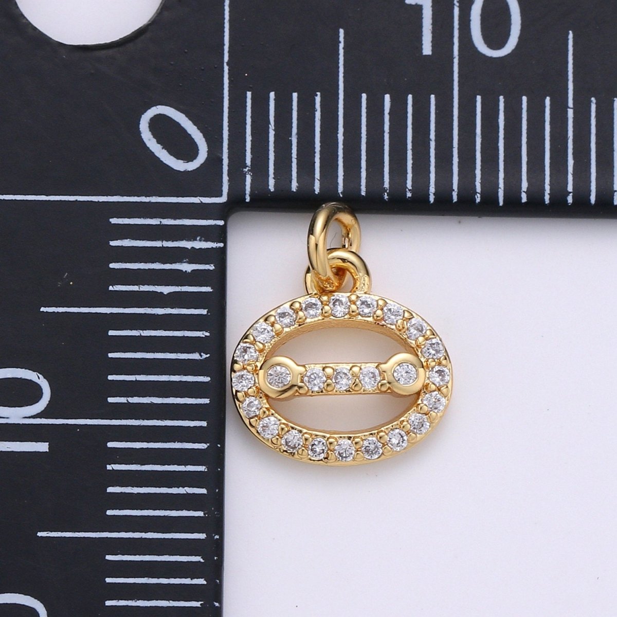 Small Cluster Cubic charm, Disc charm Balance CZ charms, Oval Cluster Zirconia, bracelet charm Necklace Charm, D-711 - DLUXCA